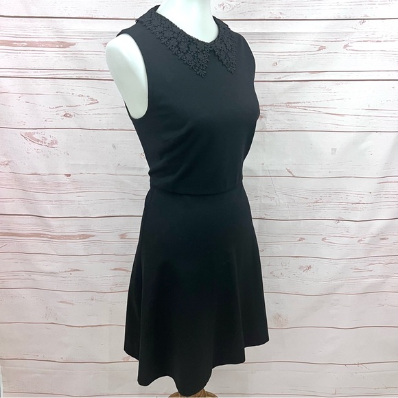 Kate Spade Crochet Lace Peter Pan Collar Ponte Knit Sleeveless Flare Dress - Picture 8 of 14